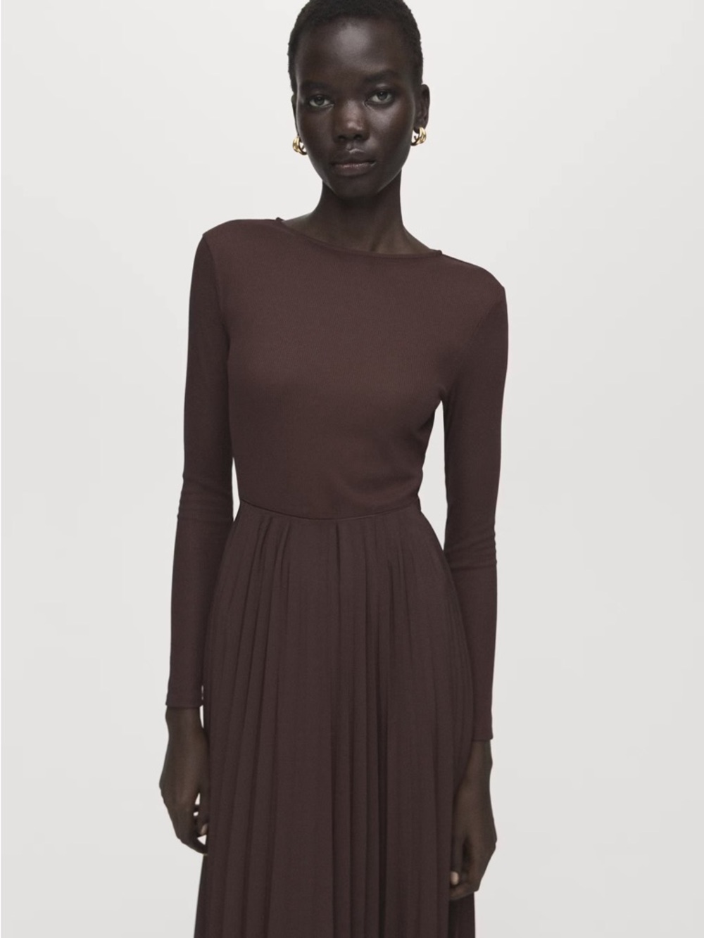 Mango (size 2) FLARED MIDI-DRESS WITH BELT - Picture 4 of 11